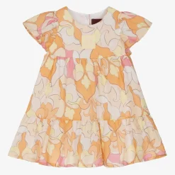 Girls Pink & Orange Cotton Dress