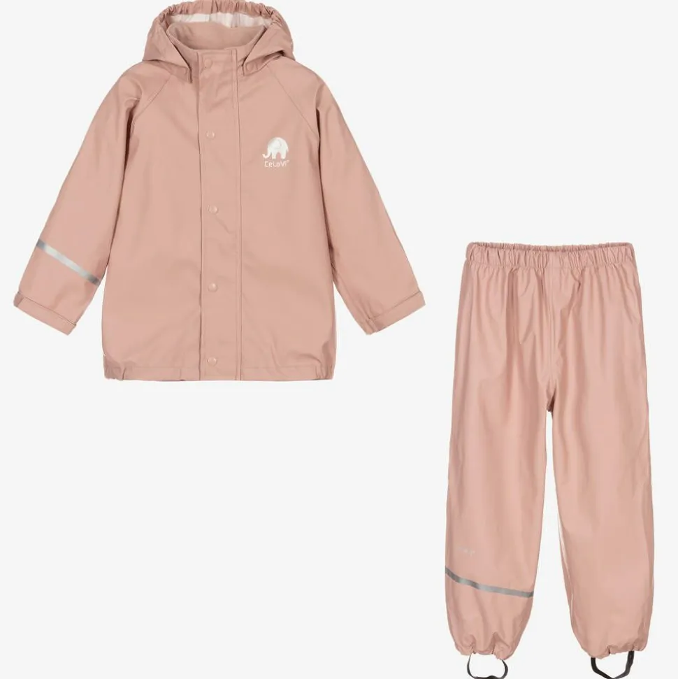 Girls Pink 2 Piece Rainsuit