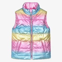 Girls Pink & Rainbow Reversible Gilet
