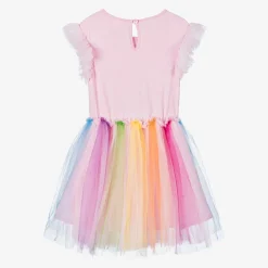 Girls Pink & Rainbow Tulle Dress