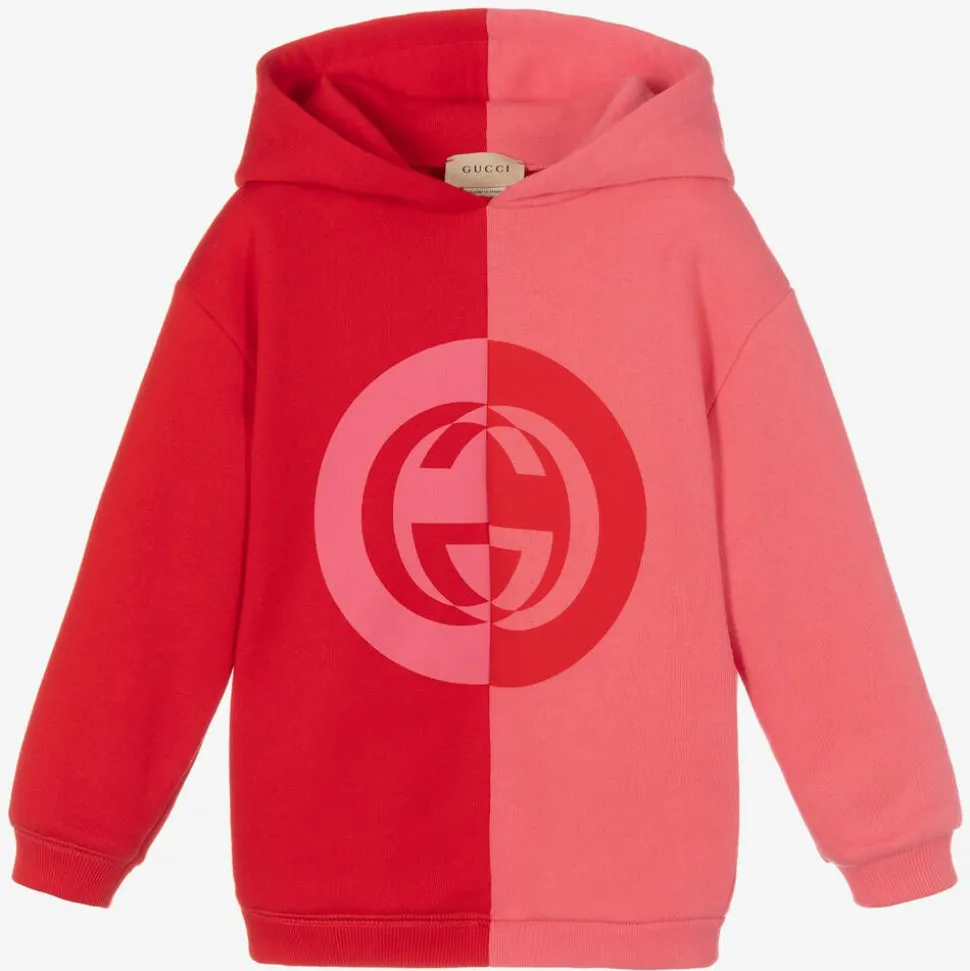 Girls Pink & Red Logo Hoodie