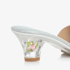 Girls Pink & Silver Iridescent Heeled Shoes