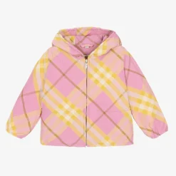 Girls Pink & Yellow Check Windbreaker Jacket