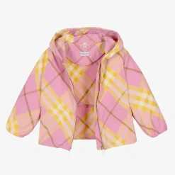 Girls Pink & Yellow Check Windbreaker Jacket