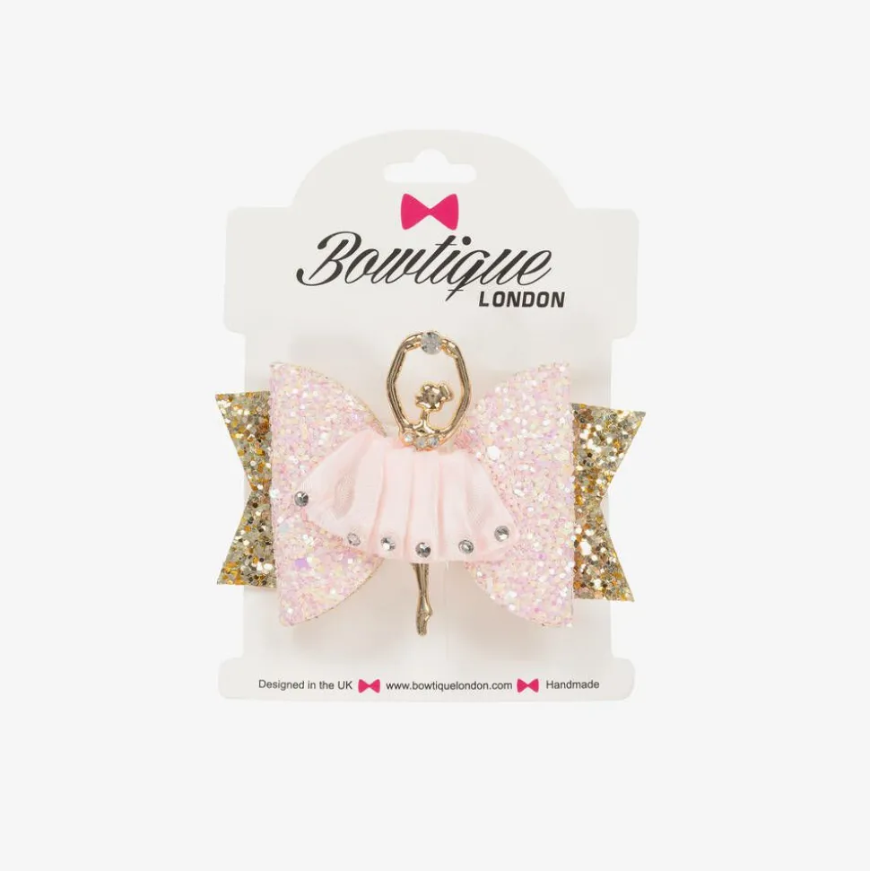 Girls Pink & Gold Ballerina Hair Clip (8cm)