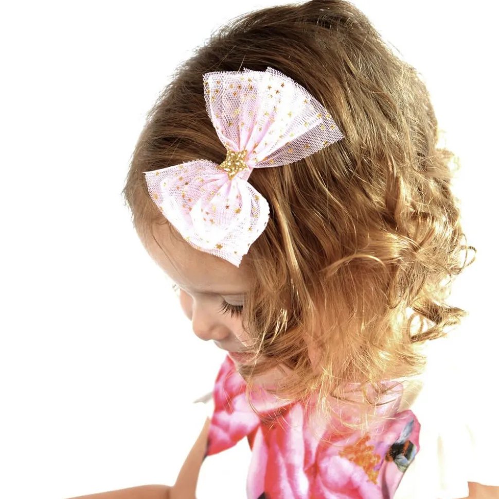 Girls Pink & Gold Hair Clip (10cm)