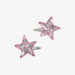 Girls Pink & Silver Sequin Star Hairclips (2 Pack)