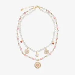 Girls Pink & White Pearl Necklace (41cm)