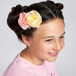 Girls Pink & Yellow Rose Hairclips (2 Pack)