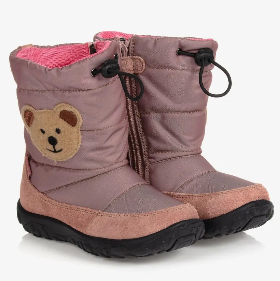 Girls Pink Bear Snow Boots