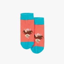 Girls Pink Bonnie Highland Cow Socks