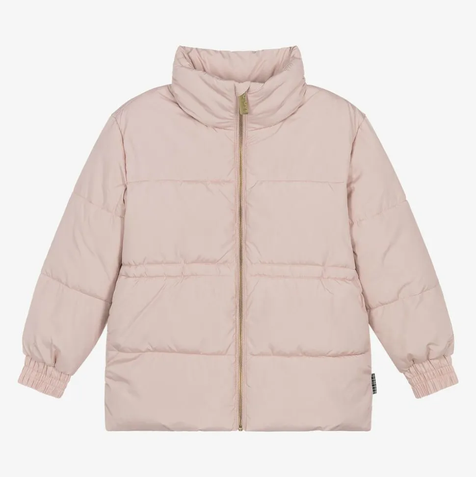 Girls Pink Butterfly Puffer Jacket