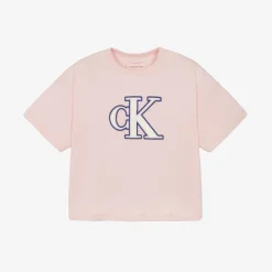 Girls Pink CK Cotton T-Shirt