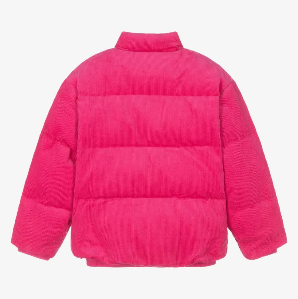 Girls Pink Corduroy Puffer Jacket