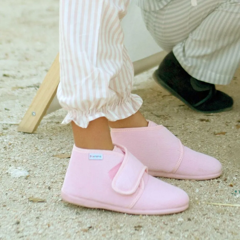 Girls Pink Corduroy Slippers