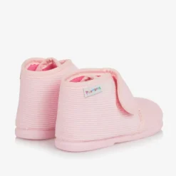 Girls Pink Corduroy Slippers