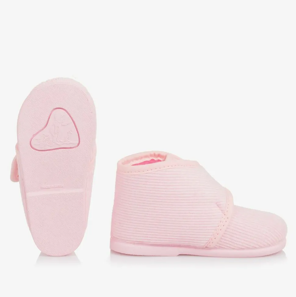 Girls Pink Corduroy Slippers