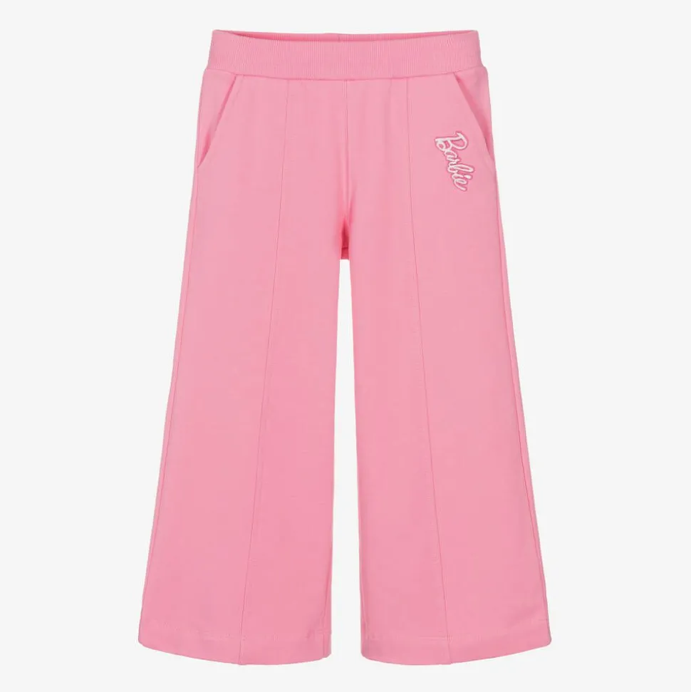 Girls Pink Cotton Barbie Joggers