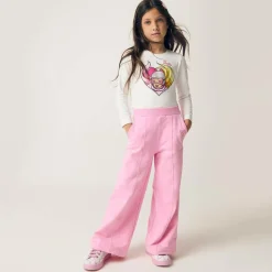 Girls Pink Cotton Barbie Joggers