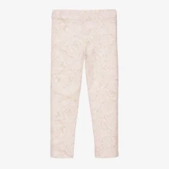 Girls Pink Cotton Barocco Print Leggings