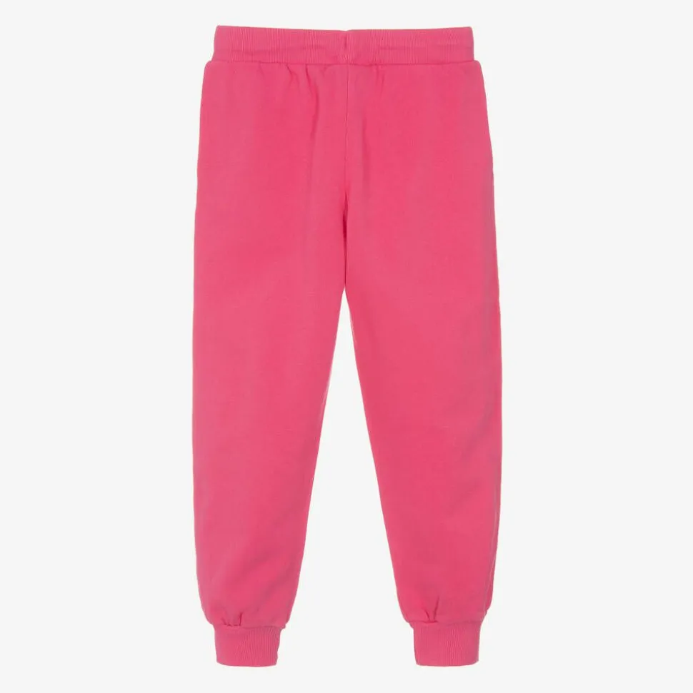 Girls Pink Cotton Dog Print Joggers