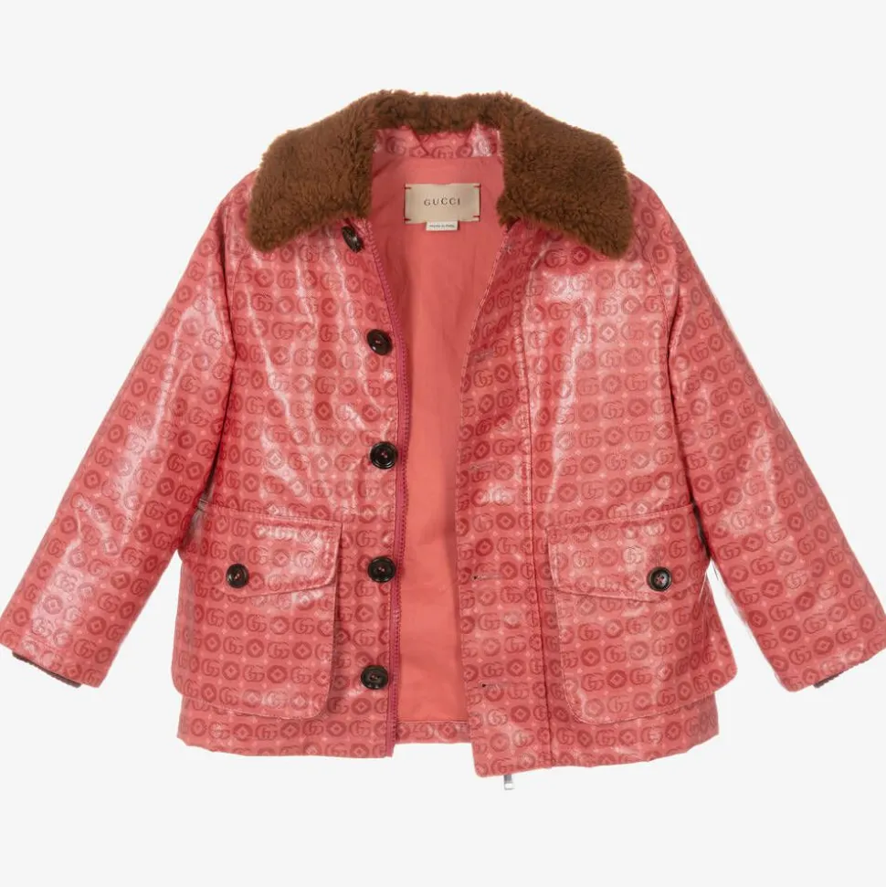 Girls Pink Cotton Double G Jacket