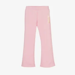 Girls Pink Cotton Flared Joggers