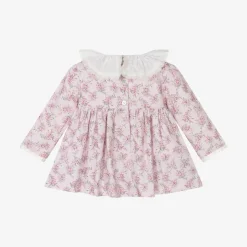 Girls Pink Cotton Floral Dress