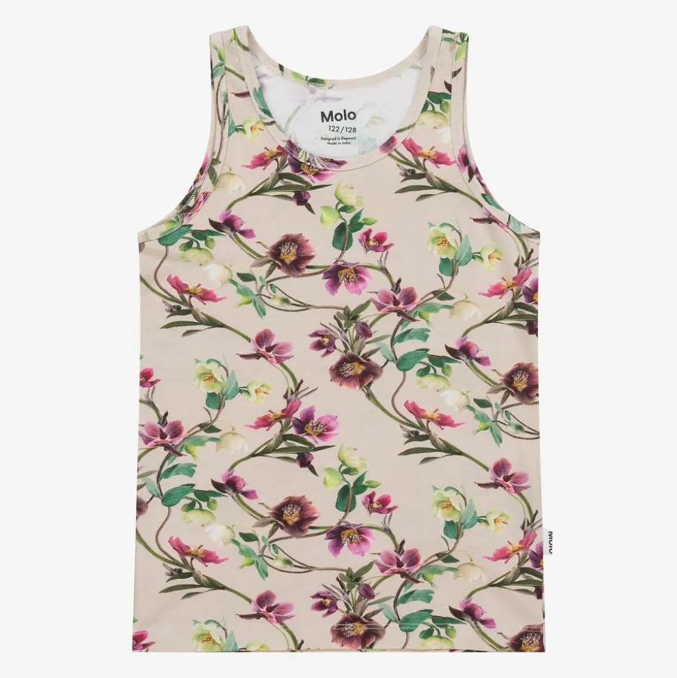 Girls Pink Cotton Floral Vests (2 Pack)