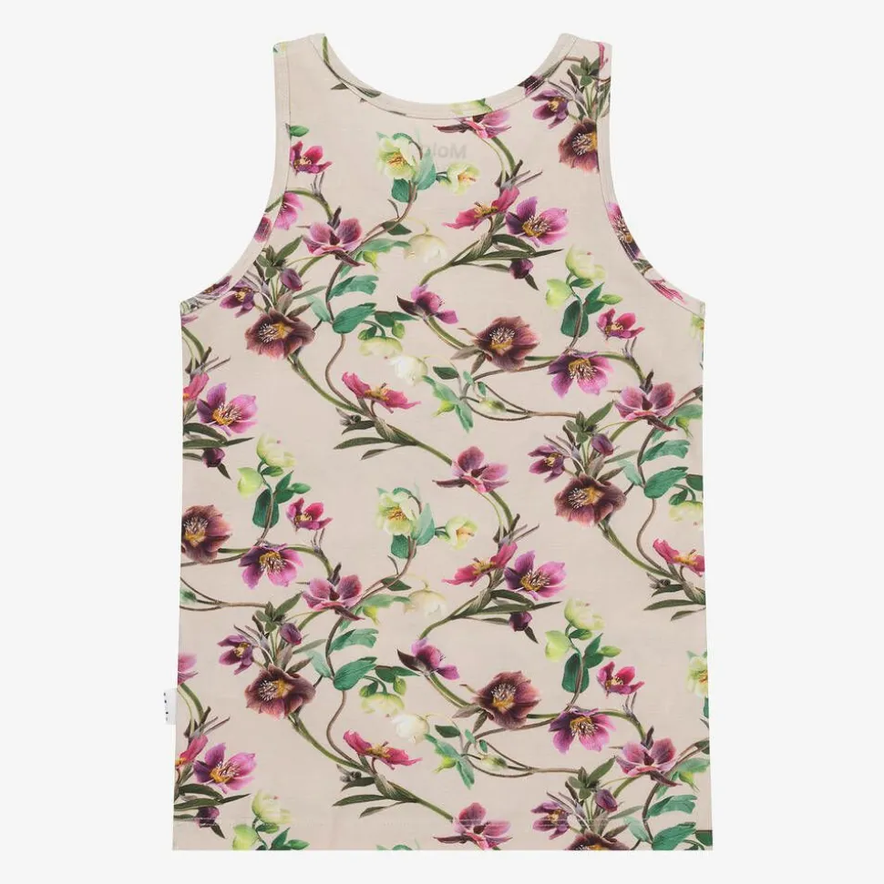 Girls Pink Cotton Floral Vests (2 Pack)