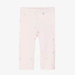Girls Pink Cotton 4G Logo Leggings