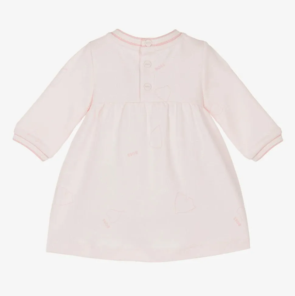 Girls Pink Cotton Ginkgo Leaf Dress