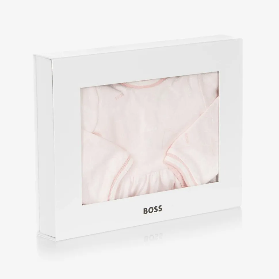 Girls Pink Cotton Ginkgo Leaf Dress