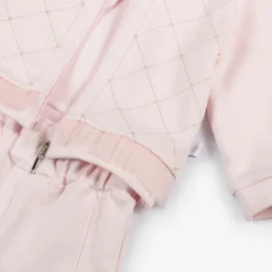 Girls Pink Cotton Hooded Tracksuit