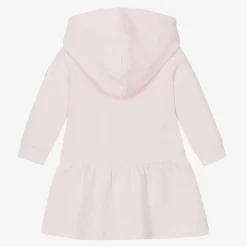 Girls Pink Cotton Hooded Dress