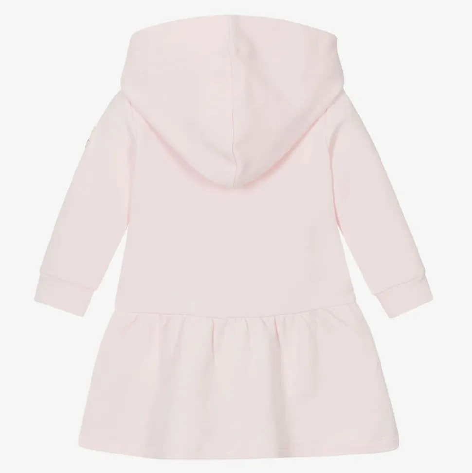 Girls Pink Cotton Hooded Dress