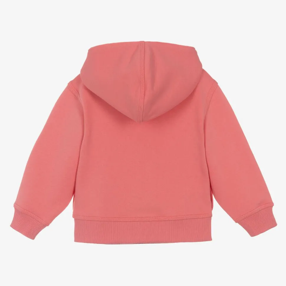 Girls Pink Cotton Hoodie