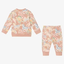Girls Pink Cotton Horse Tracksuit