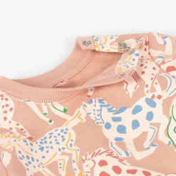 Girls Pink Cotton Horse Tracksuit