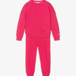 Girls Pink Cotton Jersey Tracksuit