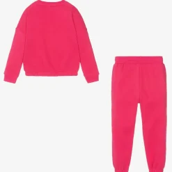 Girls Pink Cotton Jersey Tracksuit