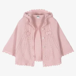 Girls Pink Cotton Knit Cape