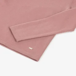 Girls Pink Cotton Knit Roll Neck Sweater