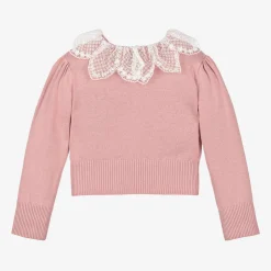 Girls Pink Cotton Knit Sweater