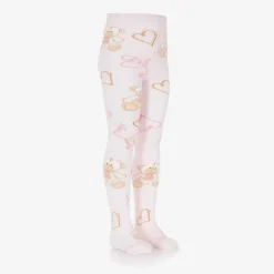 Girls Pink Cotton Knit Tights