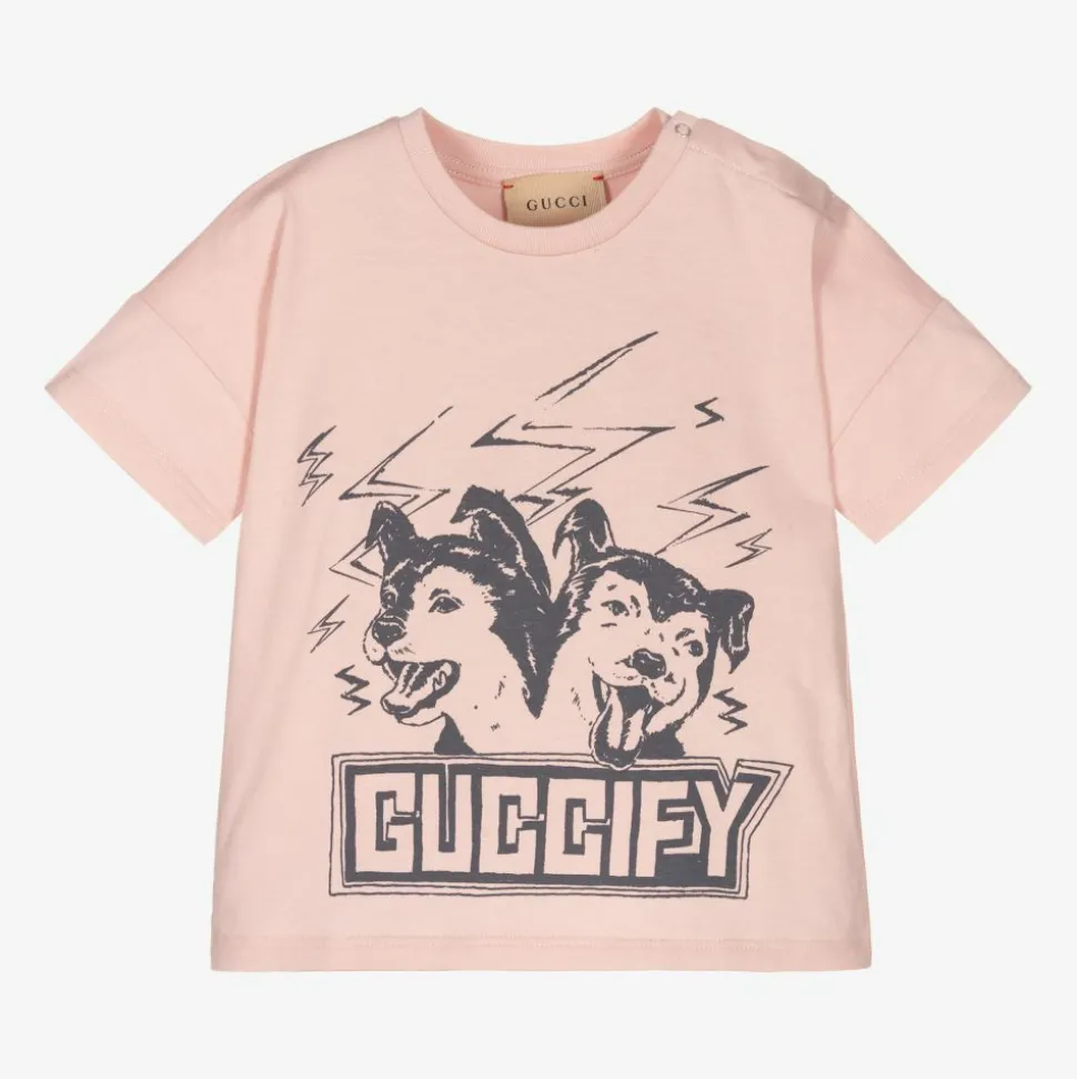 Girls Pink Cotton Logo T-Shirt