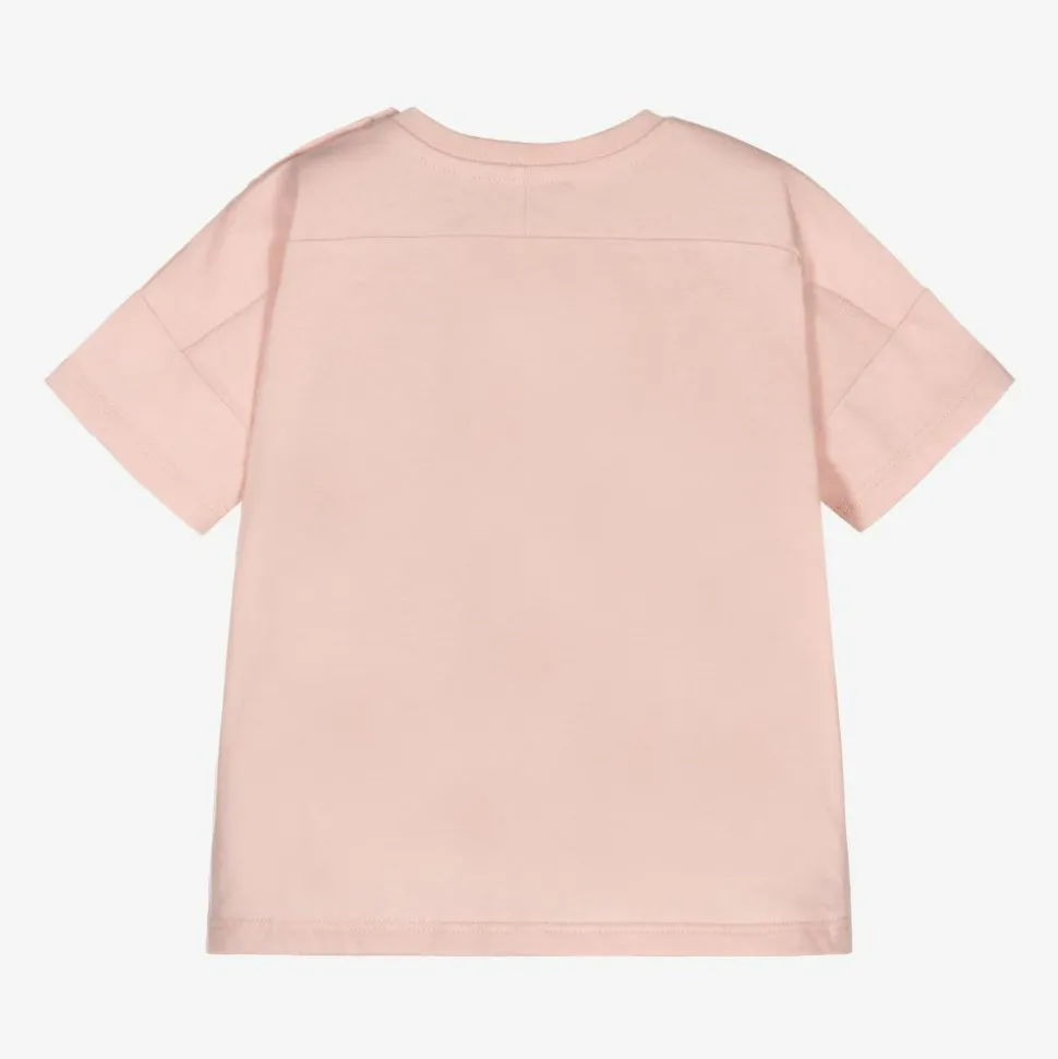 Girls Pink Cotton Logo T-Shirt