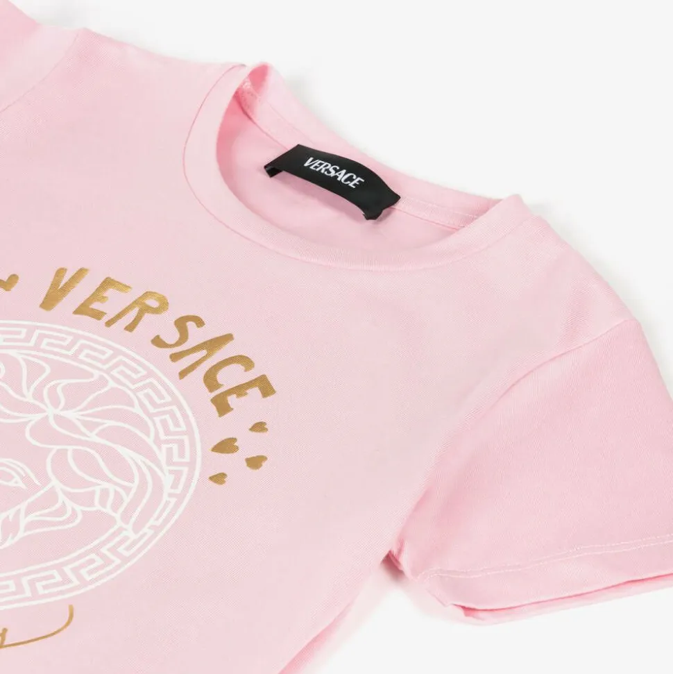Girls Pink Cotton Medusa T-Shirt