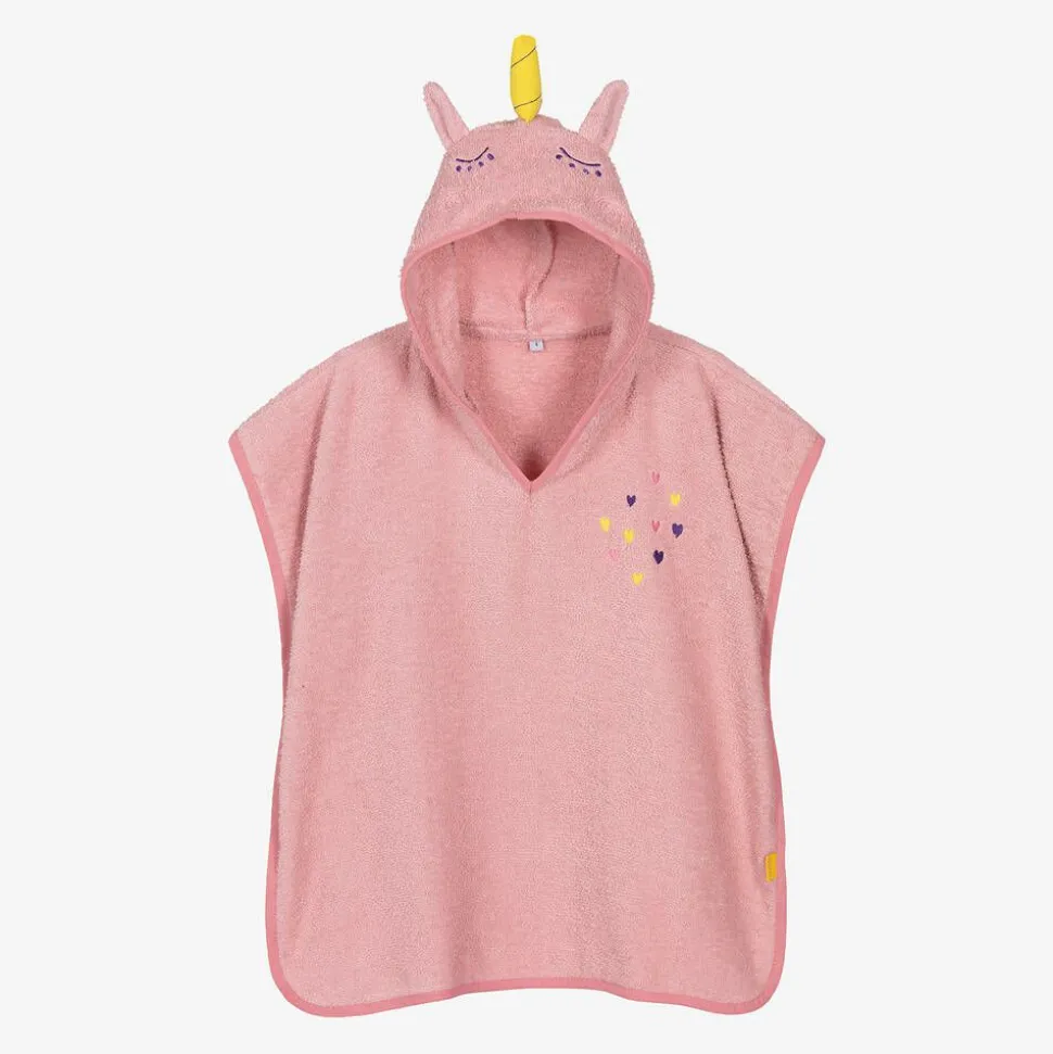 Girls Pink Cotton Poncho Towel