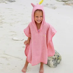 Girls Pink Cotton Poncho Towel